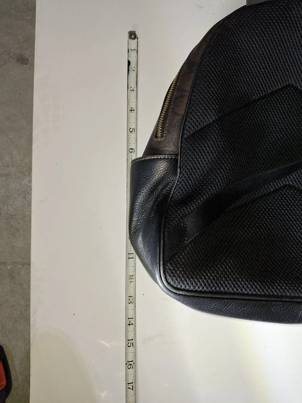 Coach Brown Signature Canvas Patch Backpack with Black Leather Trim